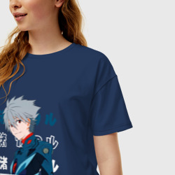 Женская футболка хлопок Oversize Евангелион Neon Genesis Evangelion, Kaworu Nagisa Каору Нагиса - фото 2