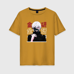 Женская футболка хлопок Oversize Токийский гуль Tokyo Ghoul, Ken Kaneki Канеки Кен в маске