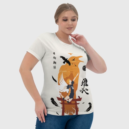 Женская футболка 3D с принтом Волейбол Fly High Hinata, фото #4