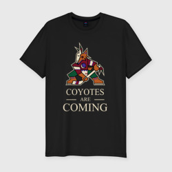 Мужская футболка хлопок Slim Coyotes are coming, Аризона Койотис, Arizona Coyotes