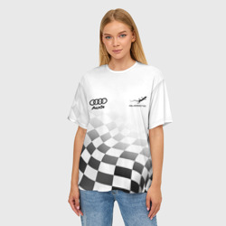 Женская футболка oversize 3D Audi Quattro, Ауди Кватро, Финишный флаг - фото 2