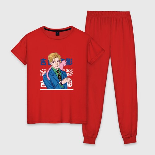 Женская пижама хлопок Невероятное приключение ДжоДжо JoJo Bizarre Adventure, Йошикагэ Кира Yoshikage Kira, цвет красный