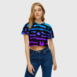 Женская футболка Crop-top 3D Неоновая геометрия Neon - фото 2