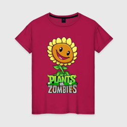 Женская футболка хлопок Plants vs. Zombies Подсолнух