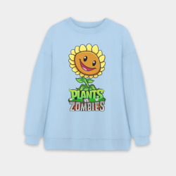 Женский свитшот oversize без начеса хлопок Plants vs. Zombies Подсолнух