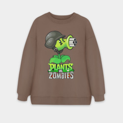 Женский свитшот oversize без начеса хлопок Plants vs. Zombies Горохомёт