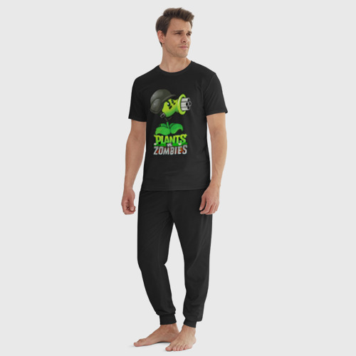 Мужская пижама хлопок Plants vs. Zombies Горохомёт, цвет черный - фото 5