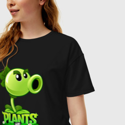 Женская футболка хлопок Oversize Plants vs. Zombies Горохострел - фото 2
