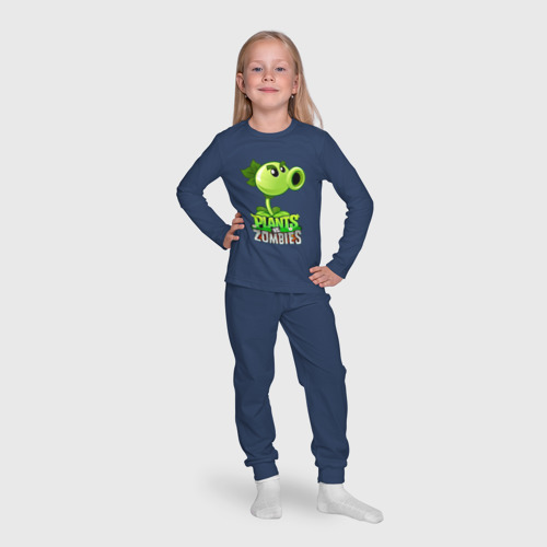 Детская пижама с лонгсливом хлопок Plants vs. Zombies Горохострел, цвет темно-синий - фото 7