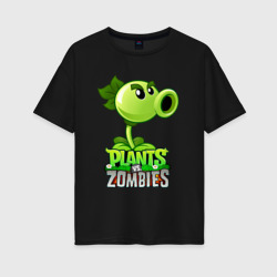 Женская футболка хлопок Oversize Plants vs. Zombies Горохострел