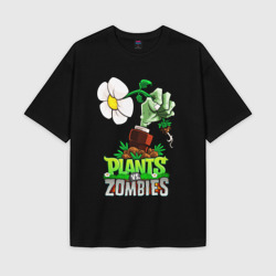 Женская футболка Oversize хлопок texturе Plants vs. Zombies рука зомби