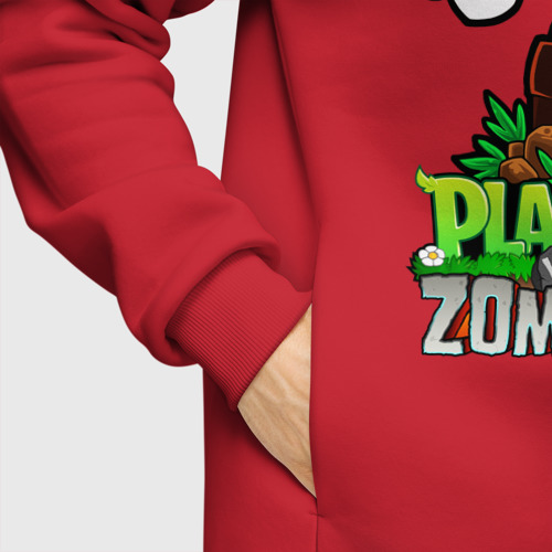 Мужское худи Oversize хлопок Plants vs. Zombies рука зомби, цвет красный - фото 8