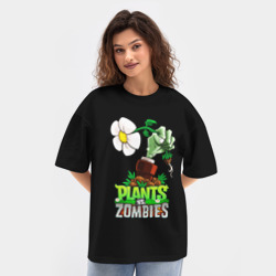 Женская футболка Oversize хлопок texturе Plants vs. Zombies рука зомби - фото 2
