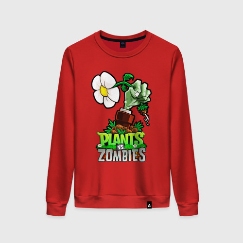 Женский свитшот хлопок Plants vs. Zombies рука зомби, цвет красный