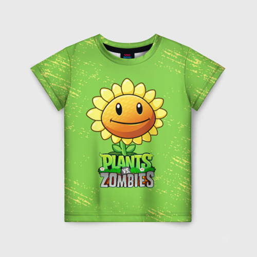 Детская футболка с принтом Подсолнух Plants vs. Zombies, вид спереди №1
