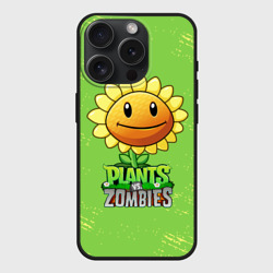 Чехол силиконовый для Apple iPhone 15 Pro матовый Подсолнух Plants vs. Zombies