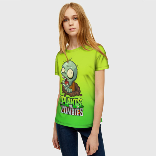 Женская футболка 3D Plants vs. Zombies зомби, цвет 3D печать - фото 3