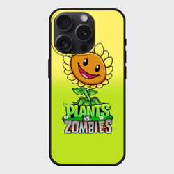 Чехол силиконовый для Apple iPhone 15 Pro матовый Plants vs. Zombies - Подсолнух