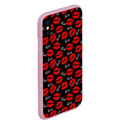 Чехол для iPhone XS Max матовый Kiss поцелуи, цвет розовый - фото 3