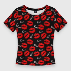 Женская футболка 3D Slim Kiss поцелуи