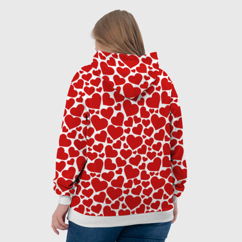 Женская толстовка 3D Красные Сердечки love, цвет 3D печать - фото 7