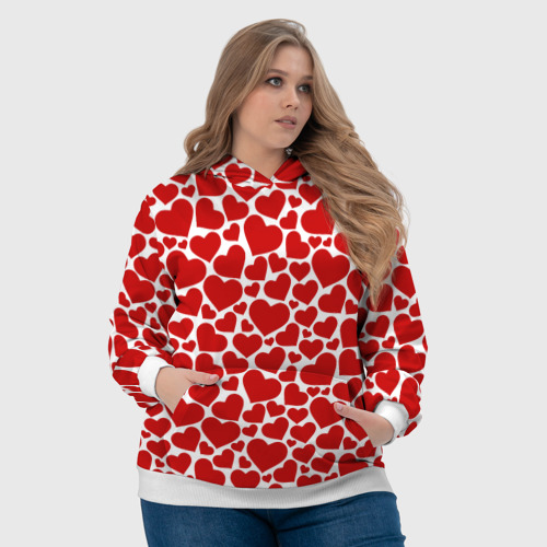 Женская толстовка 3D Красные Сердечки love, цвет 3D печать - фото 6