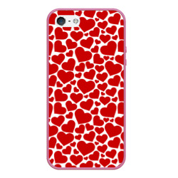 Чехол для iPhone 5/5S матовый Красные Сердечки love