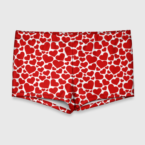 Мужские купальные плавки 3D Красные Сердечки love, цвет 3D печать