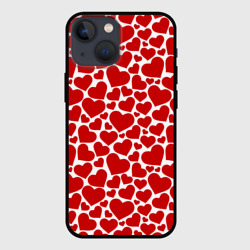 Чехол для iPhone 13 mini Красные Сердечки love