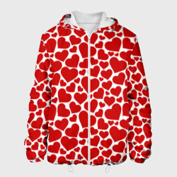 Мужская куртка 3D Красные Сердечки love