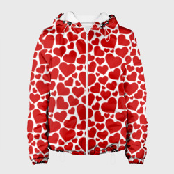 Женская куртка 3D Красные Сердечки love