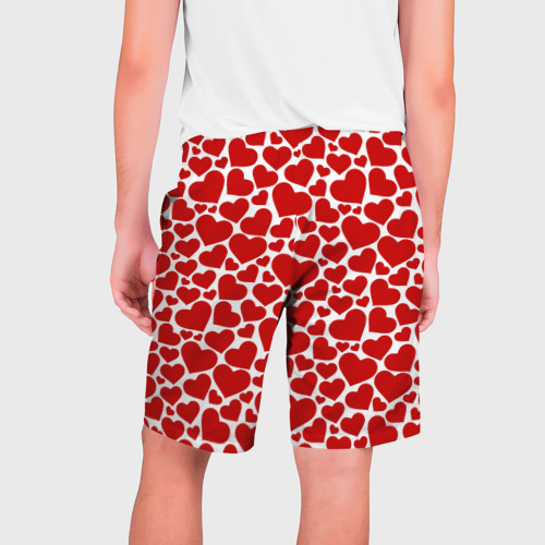 Мужские шорты 3D Красные Сердечки love, цвет 3D печать - фото 2
