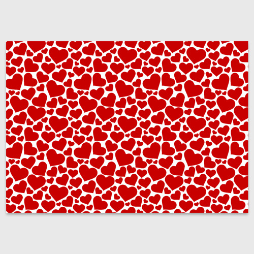 Поздравительная открытка с принтом Красные Сердечки love, вид спереди №1