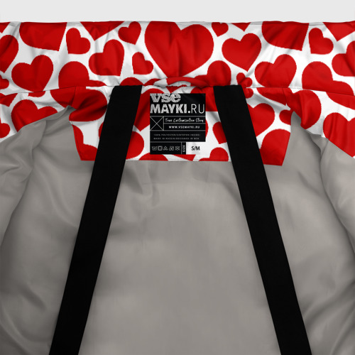 Женская зимняя куртка Oversize Красные Сердечки love, цвет светло-серый - фото 7