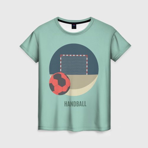 Женская футболка с принтом Handball Спорт, вид спереди №1