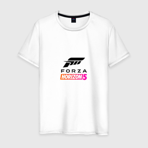Мужская футболка хлопок Forza Horizon 5 Logo black, цвет белый