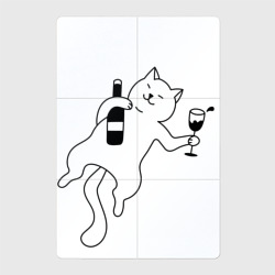 Магнитный плакат 2Х3 Кот лежит с бутылкой и бокалом