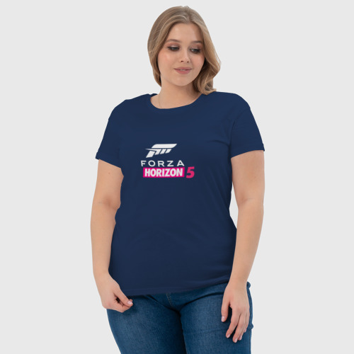 Женская футболка хлопок с принтом Forza Horizon 5 | Logo white, фото #4