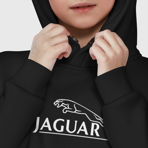 Детское худи Oversize хлопок Jaguar, Ягуар Логотип, цвет черный - фото 7