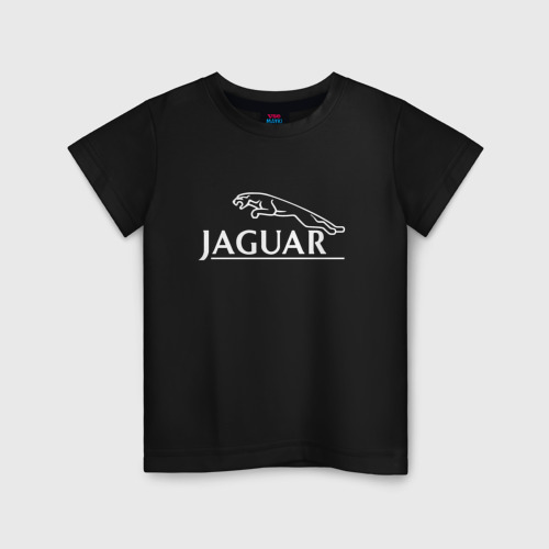 Детская футболка хлопок с принтом Jaguar, Ягуар Логотип, вид спереди #2