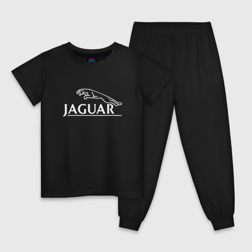 Детская пижама хлопок с принтом Jaguar, Ягуар Логотип, вид спереди #2