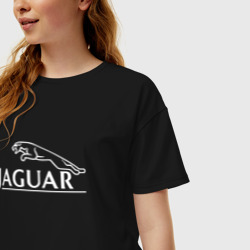 Женская футболка хлопок Oversize Jaguar, Ягуар Логотип - фото 2