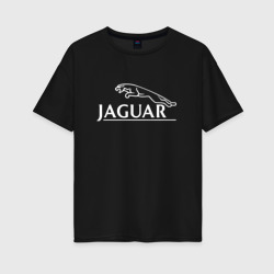 Женская футболка хлопок Oversize Jaguar, Ягуар Логотип