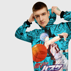 Толстовка с принтом Баскетбол Куроко, Куроко Тецуя для мужчины, вид на модели спереди №3. Цвет основы: черный