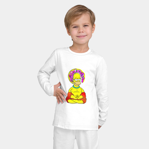 Детская пижама с лонгсливом хлопок Гомер - бог пончиков, цвет белый - фото 3