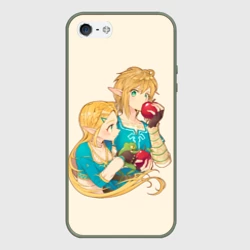 Чехол для iPhone 5/5S матовый Линк и Зельда с яблоками