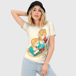 Женская футболка 3D Slim Линк и Зельда с яблоками - фото 2