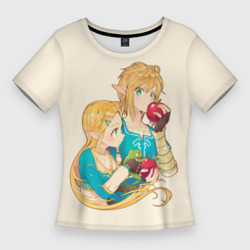 Женская футболка 3D Slim Линк и Зельда с яблоками