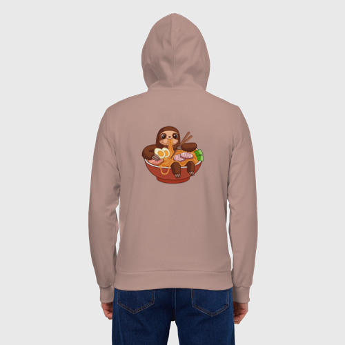 Мужская толстовка на молнии хлопок Cute Sloth Ramen Noodles, цвет пыльно-розовый - фото 3