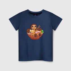 Детская футболка хлопок Cute Sloth Ramen Noodles